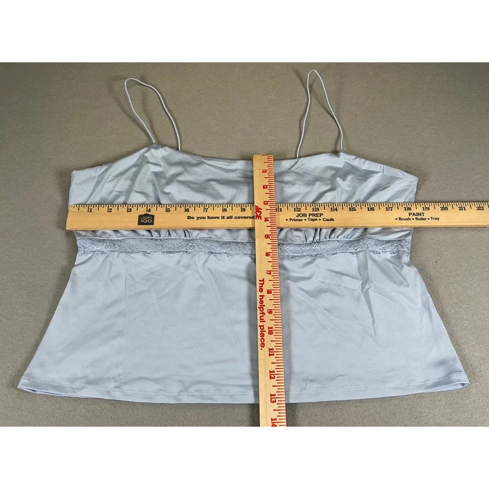Wild Fable Womens XL Satin Cami Top Blue Lace Trim Y2K Spaghetti Strap NWT‎